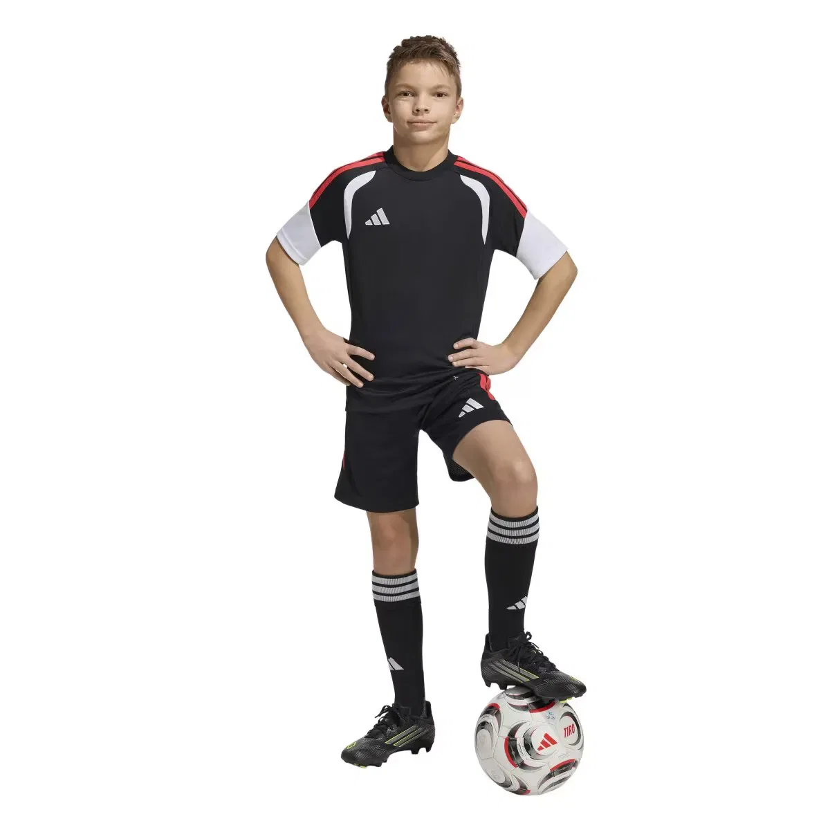 Детские шорты для мальчиков с логотипом Tiro 26 League adidas, Negro Rojo — фото 3