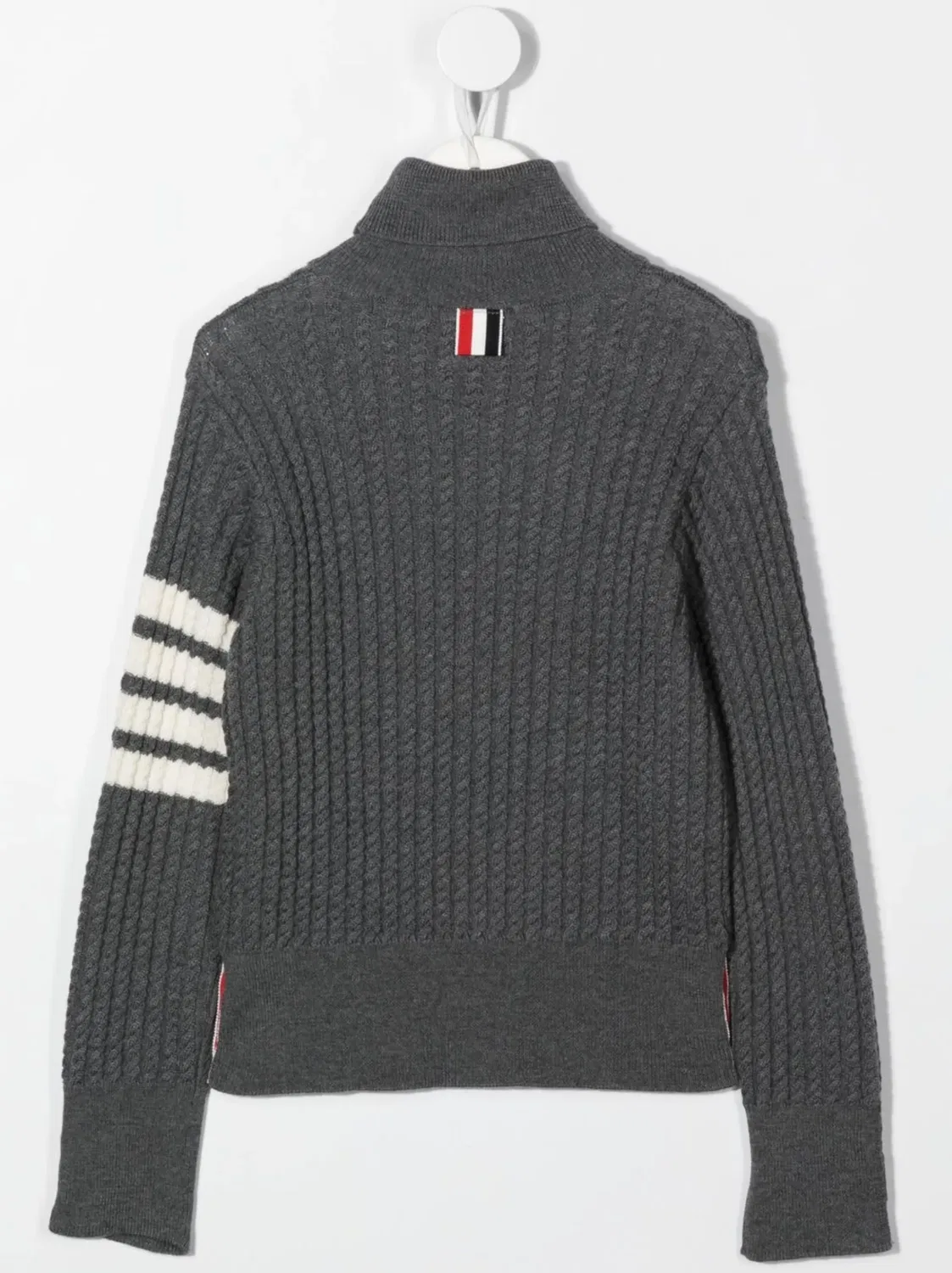 Свитер с полосатым деталями и воротником Thom Browne, серый — фото 2