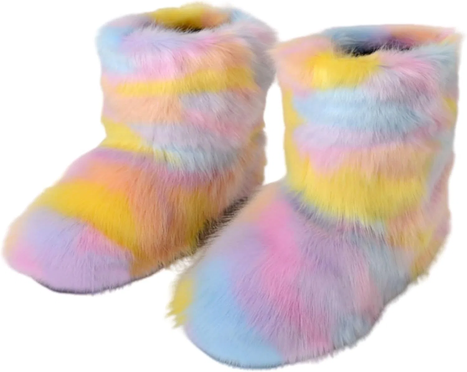 Детские зимние сапоги для девочек с искусственным мехом Urmycos, Yellow Purple Blue