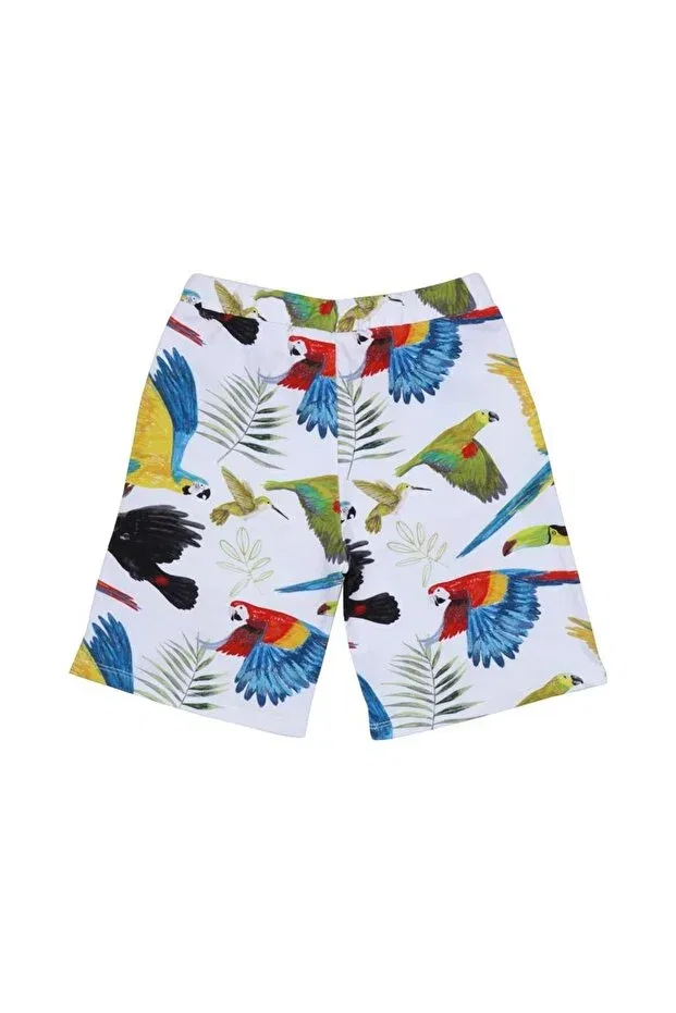 Детские шорты для девочек с принтом Parrot patterned organic Walkiddy, White