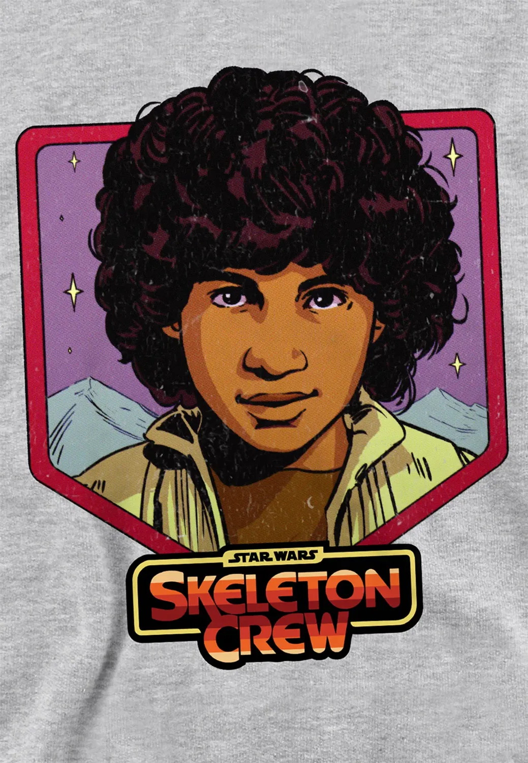 Детский худи с принтом Star Wars Skeleton Crew Wim Badge Disney, Grey — фото 2