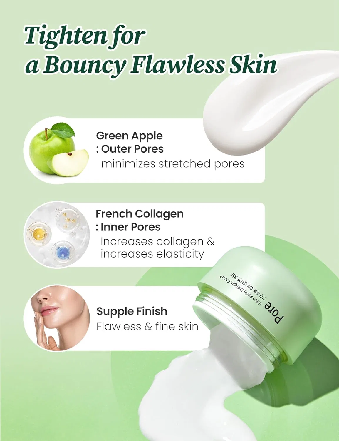 Крем для лица Green Apple Pore Collagen Cream, MILKTOUCH, 50 мл — фото 4
