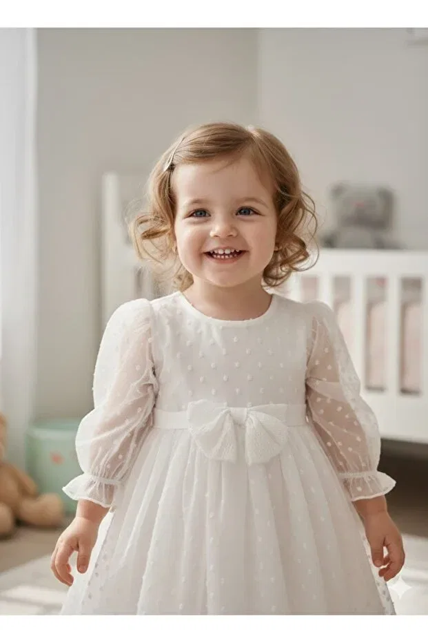 Детское платье для девочек с принтом Eid Polka Dot Tulle Baby Kids Dress Csp Cassiope, White