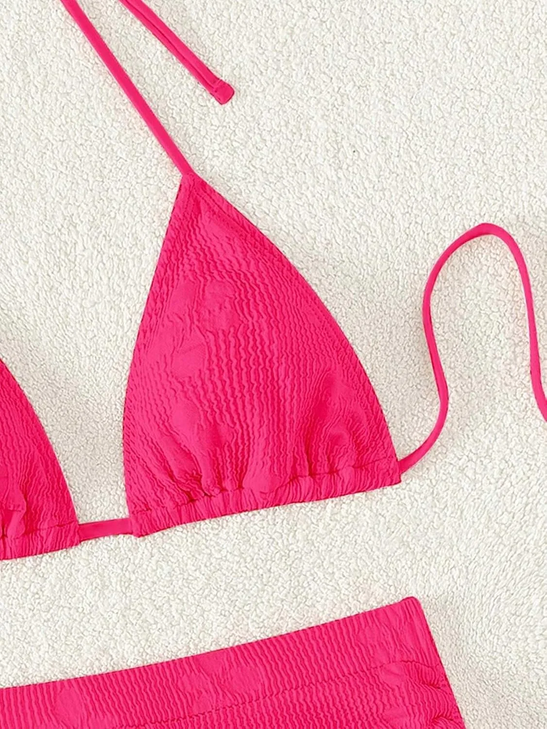 Женский бикини-комплект с завязками на спине Halter, Hot Pink — фото 4