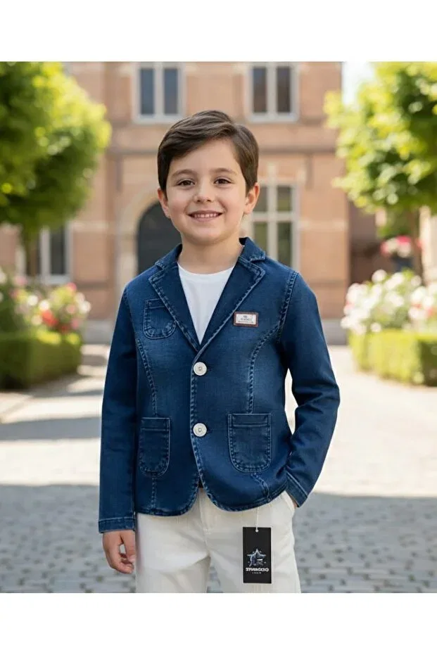 Детский пиджак для мальчиков джинсовый Classic Star Gogo Kids, Navy Blue