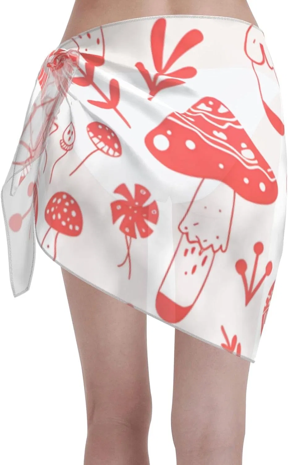 Женская пляжная накидка-парео с принтом грибов, Green And Navy Print, Mushrooms 13 — фото 2