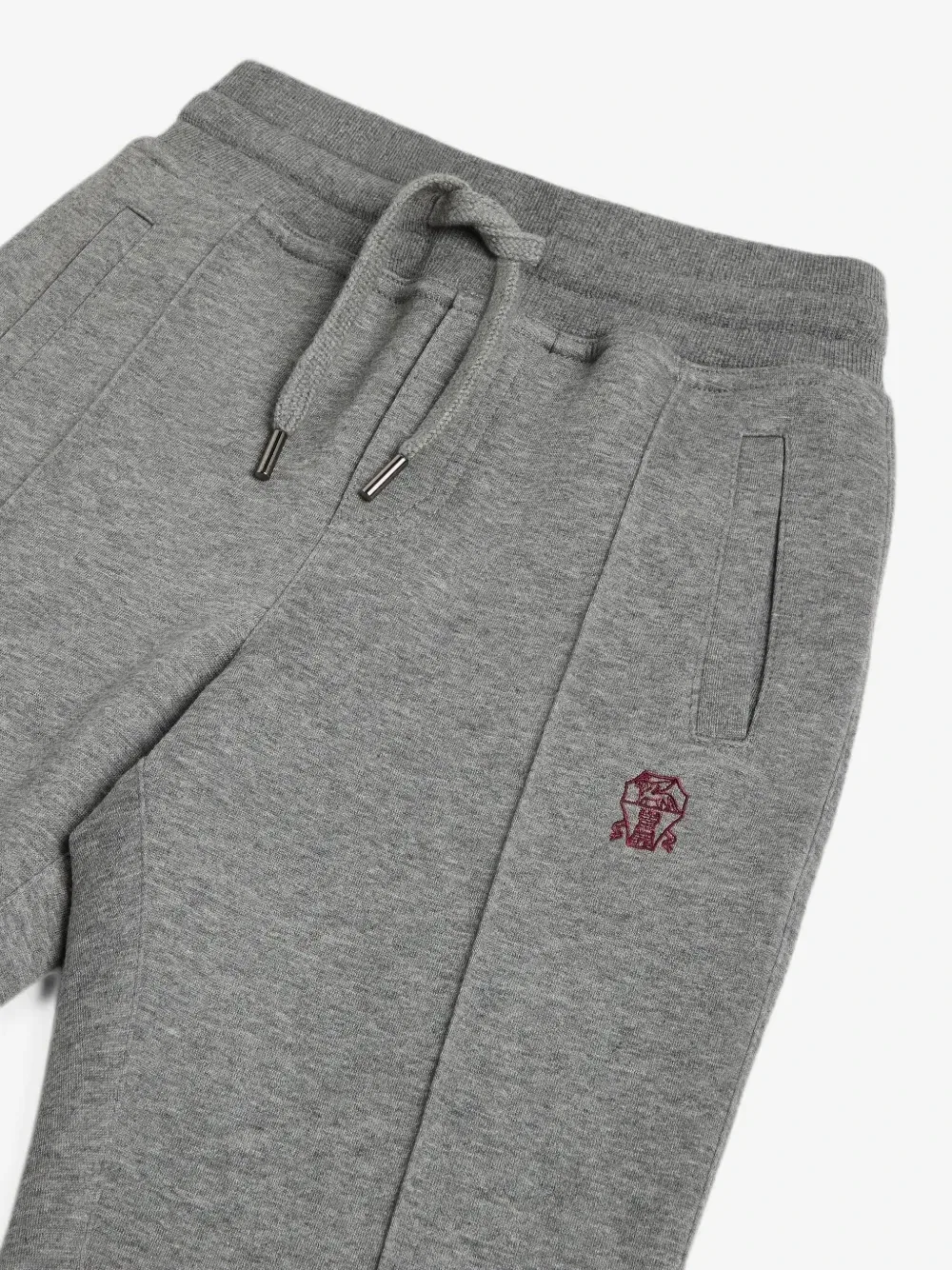 Спортивные штаны с вышитым логотипом Brunello Cucinelli Kids, серый — фото 3