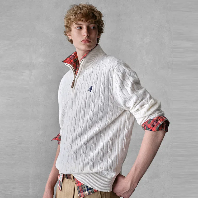 Детский свитер с жаккардовым узором American Old Money Style Collection, Teenie Weenie Men, Minimalist White — фото 4