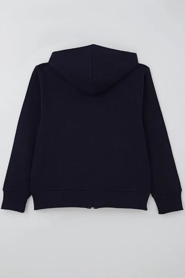 Детский кардиган для мальчиков с капюшоном и молнией Breeze, Navy Blue — фото 3