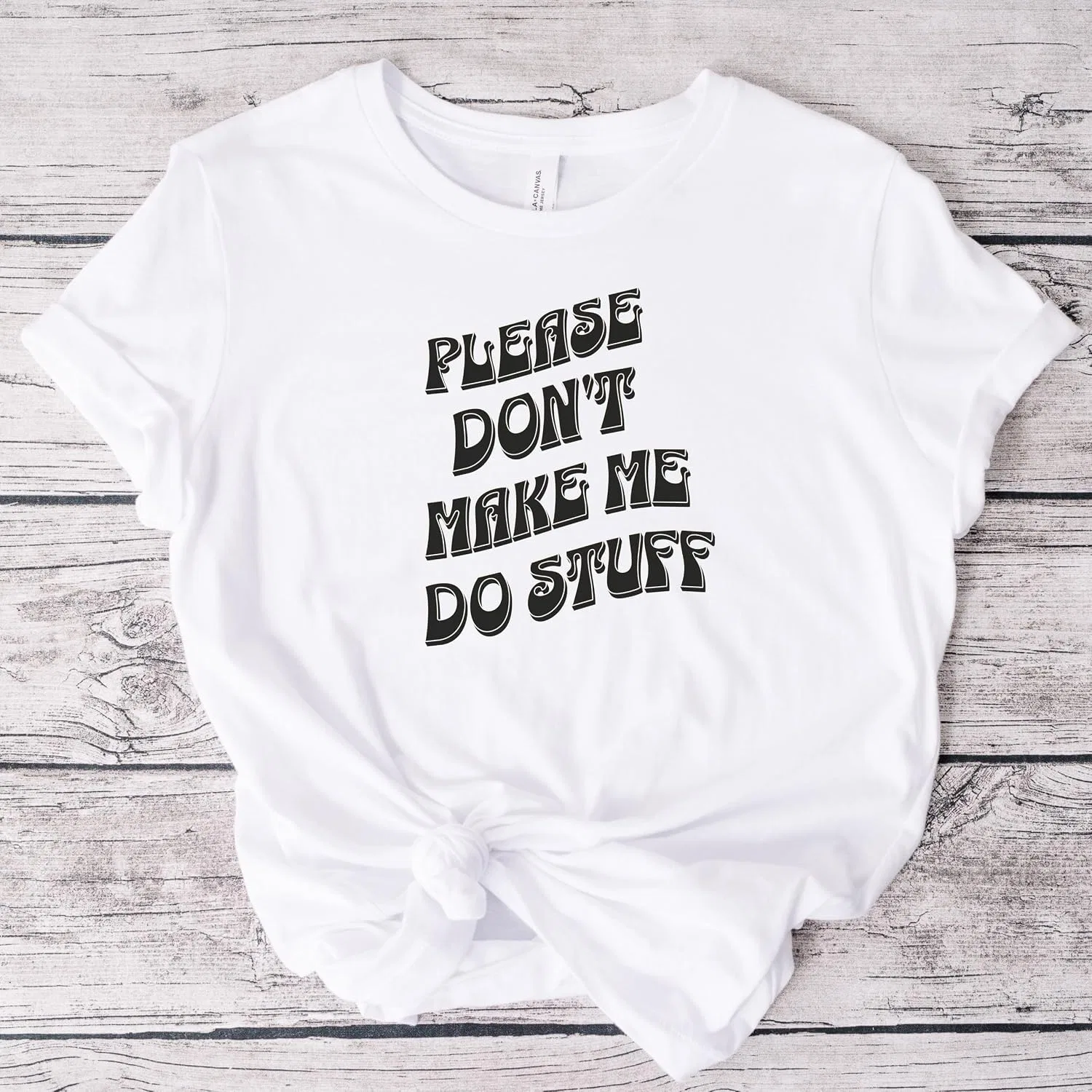 Мужская футболка с принтом Don't Make Me Do Stuff 3001 Unisex Short Sleeve Jersey T-shirt, White — фото 4