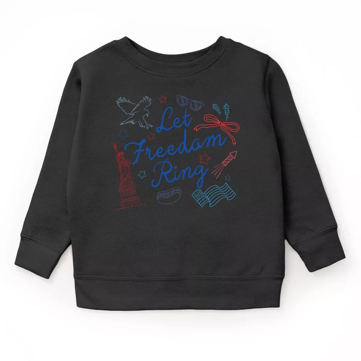 Детский свитшот с принтом Let Freedom Ring Icons The Juniper Shop, Black
