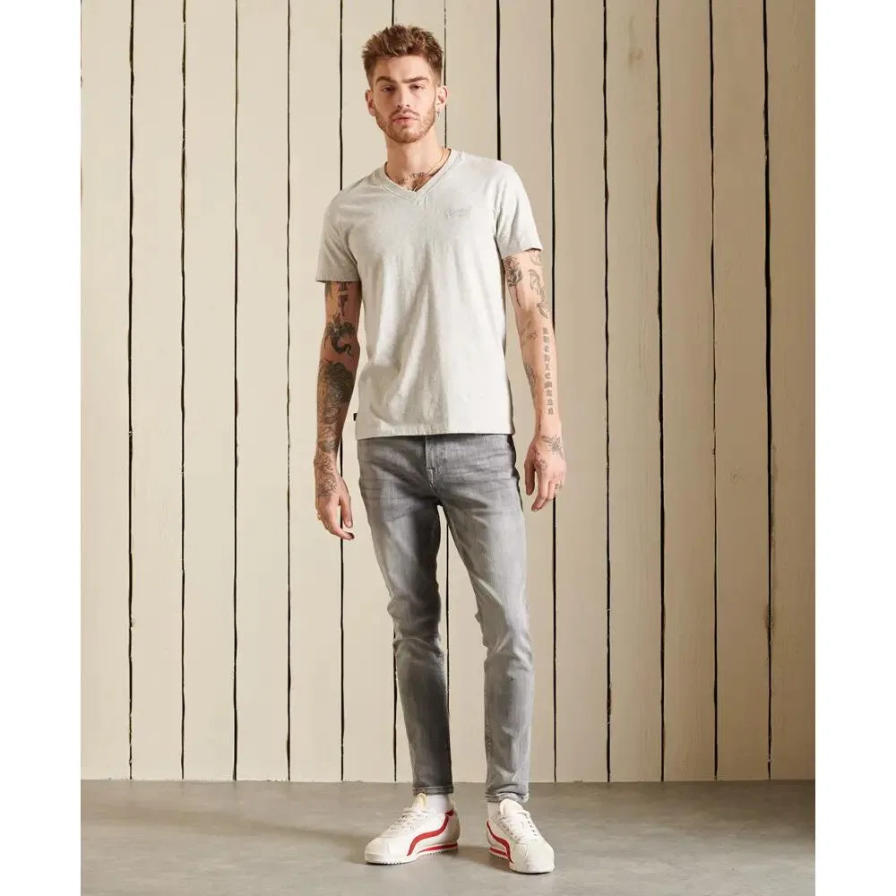 Мужская органическая хлопковая футболка с V-образным вырезом Vintage Logo Superdry, Grau