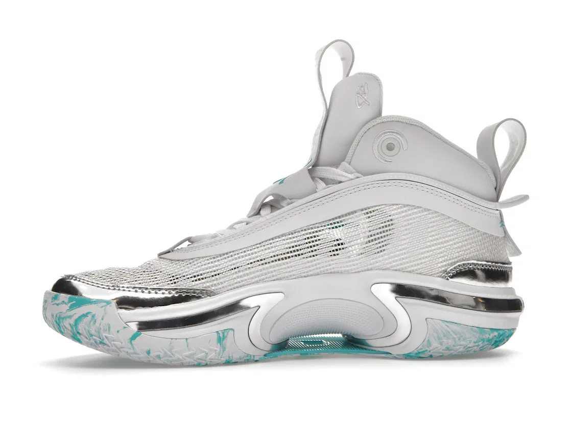 Детские кроссовки для баскетбола Jordan 36 Jordan, White/Hyper Jade-Metallic Silver-Black — фото 3