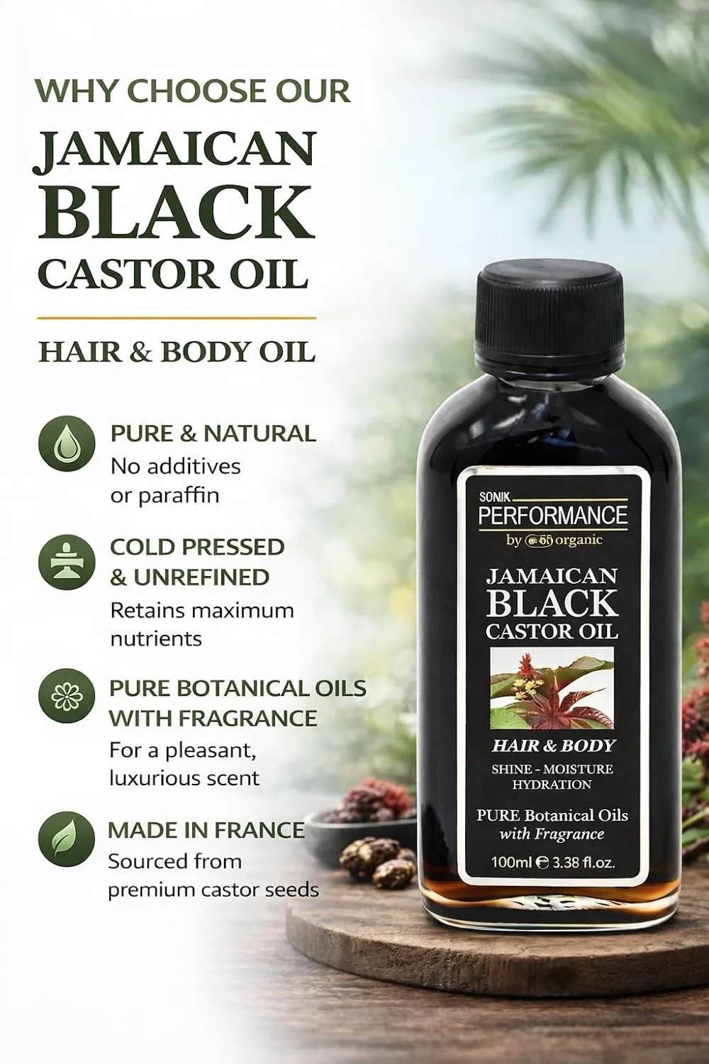 Масло для волос и тела Black Castor Oil, Sonik Performance, 125 мл — фото 3