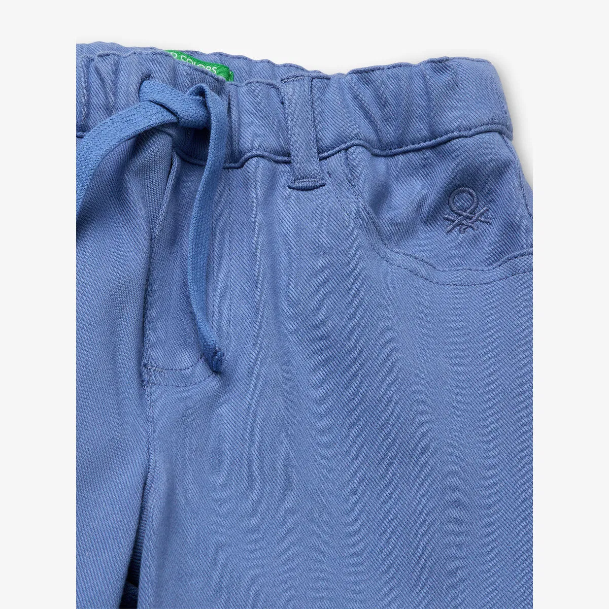 Хлопковые шорты на шнуровке с эластичным поясом, размер 1-5 лет Benetton, синий — фото 2