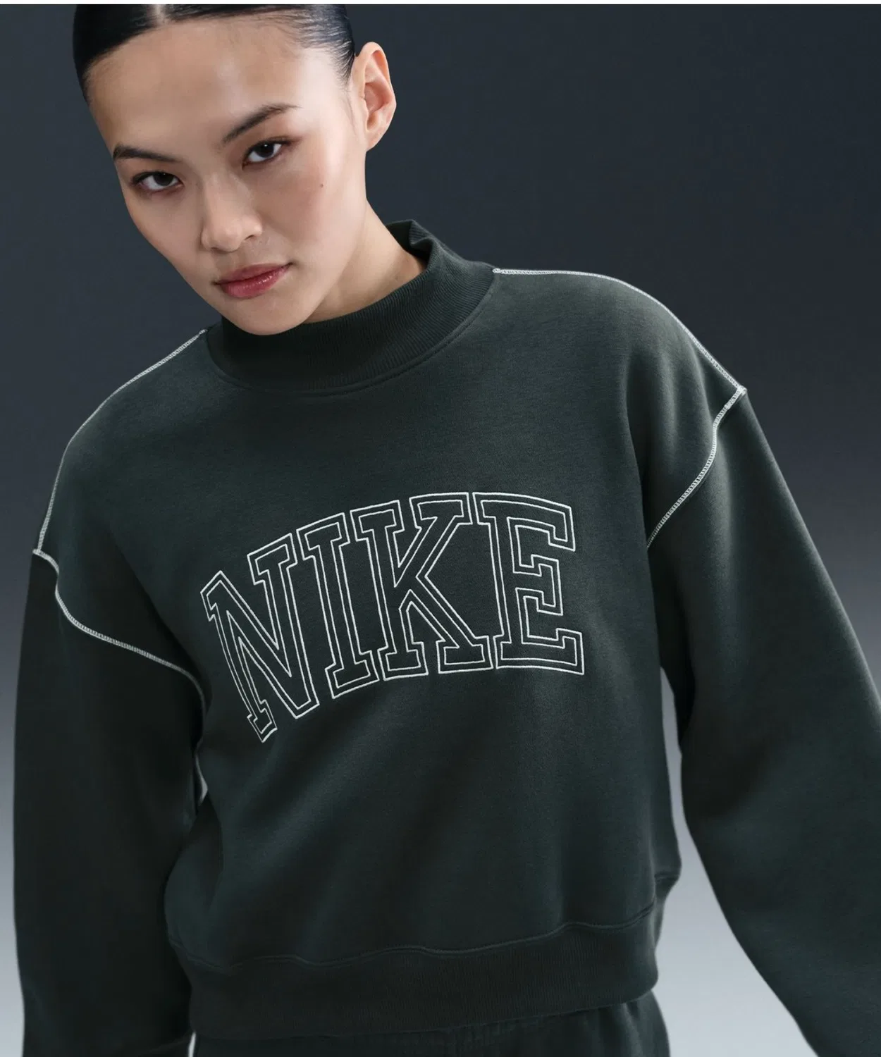 Женский свитшот с длинным рукавоми логотипом NIKE, Charcoal Grey