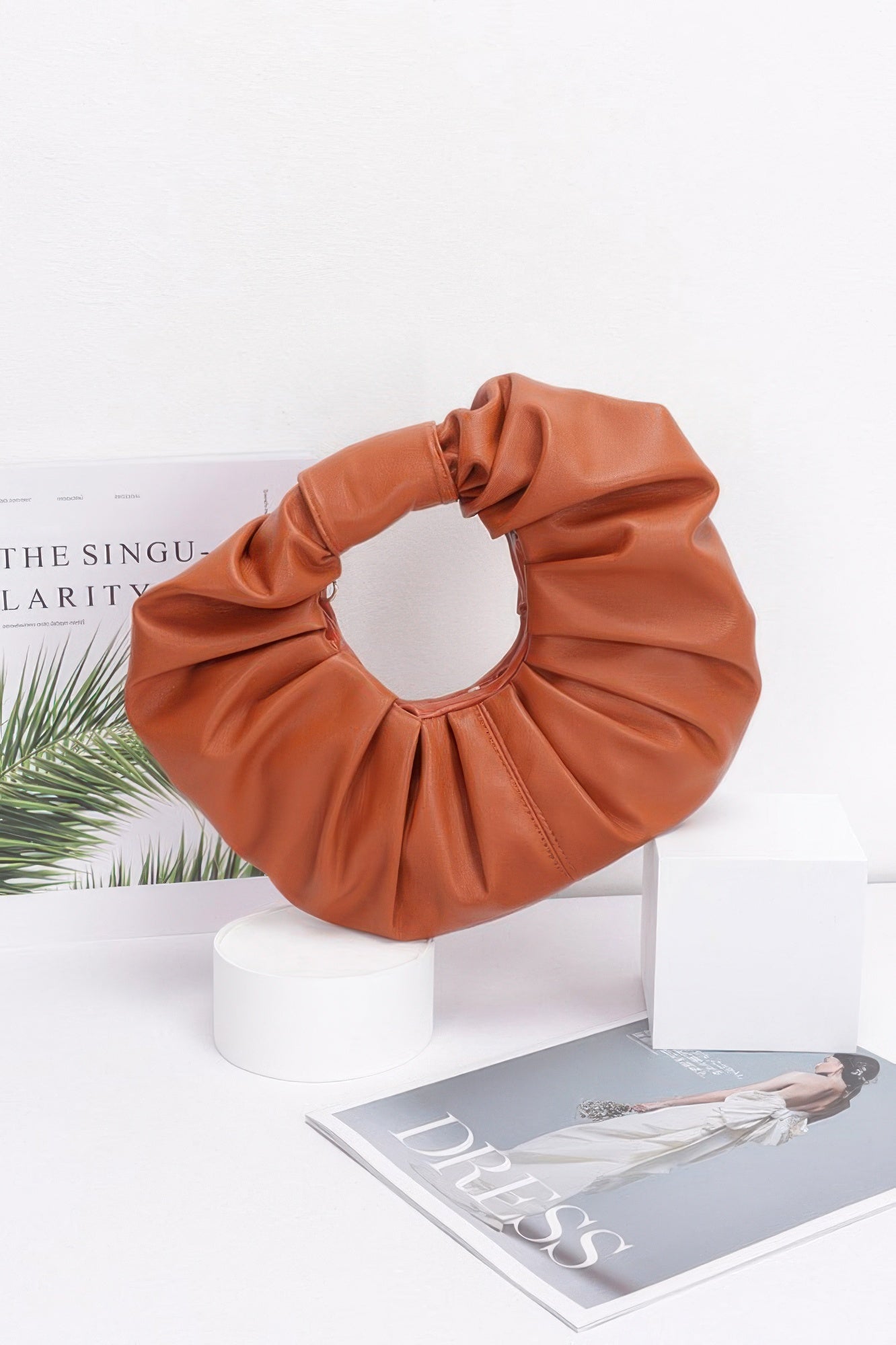 

Искусственная кожа плиссированная клатч с ручкой FASHNZFAB, коричневый