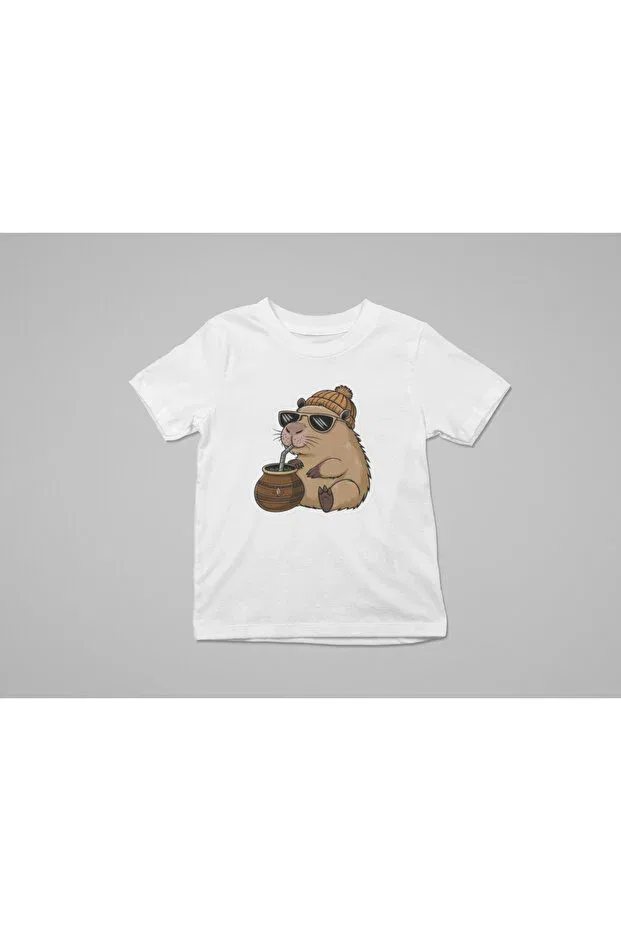 Детская футболка с принтом Trend capybara printed children's t-shirt Lorvex, White — фото 3