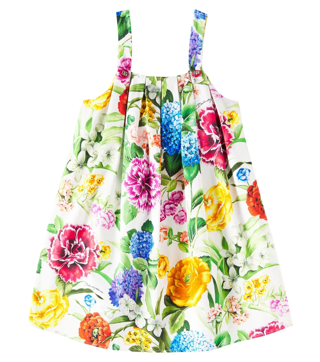 Платье хлопковое с цветочным принтом Dolce&Gabbana Kids, мультиколор