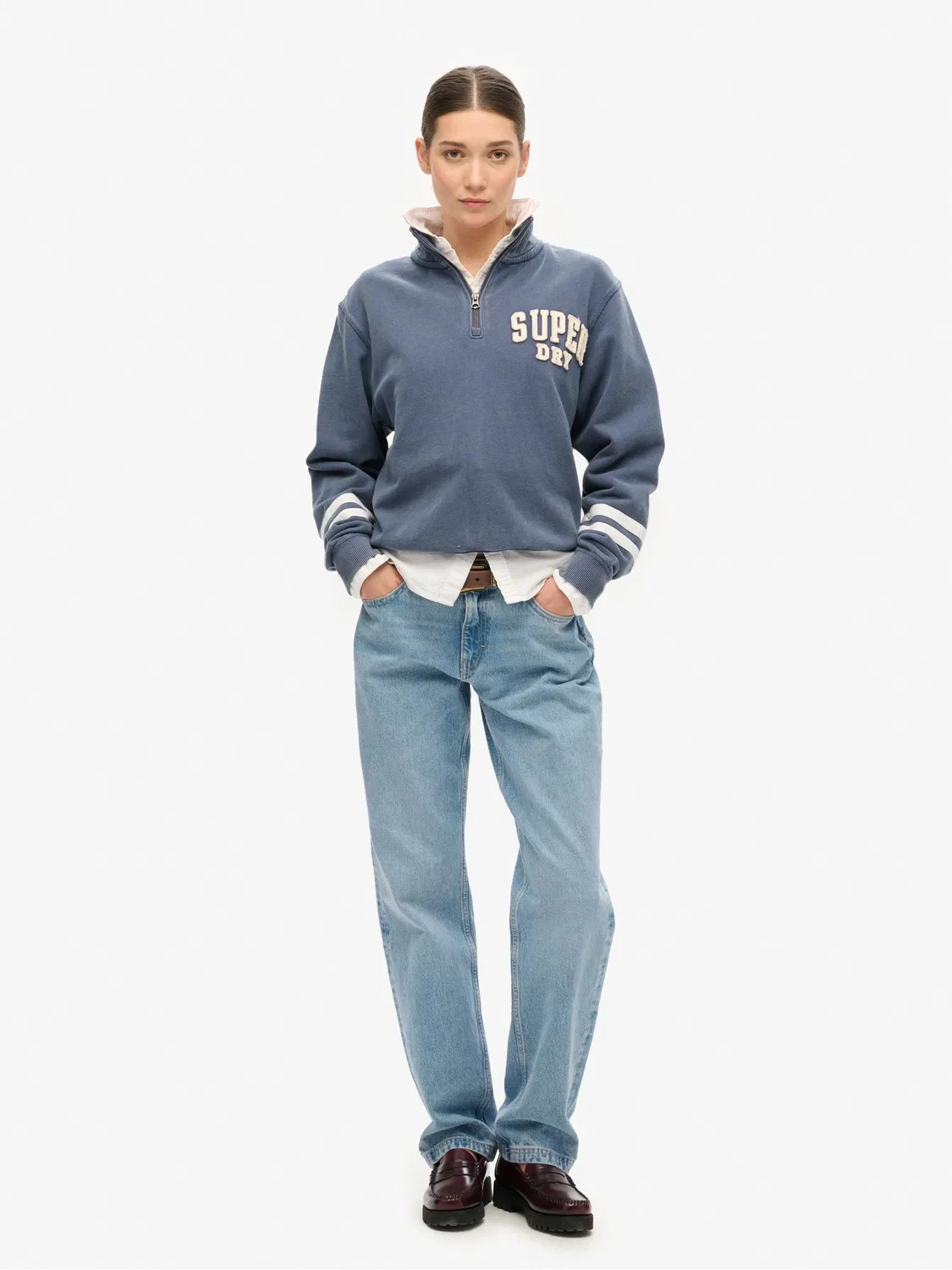 Свитшот Athletic Essentials Appliqué Half Zip Superdry, синий — фото 3