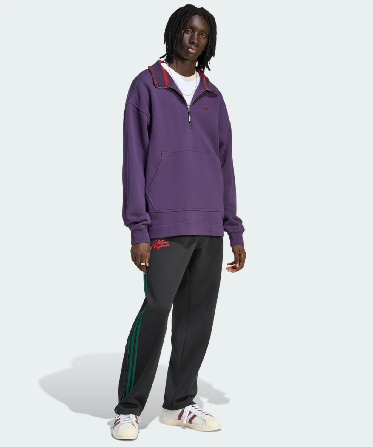 Мужское худи с графическим принтом, половинная молния, модель 90s Alternative Sports Adidas, Purple — фото 4