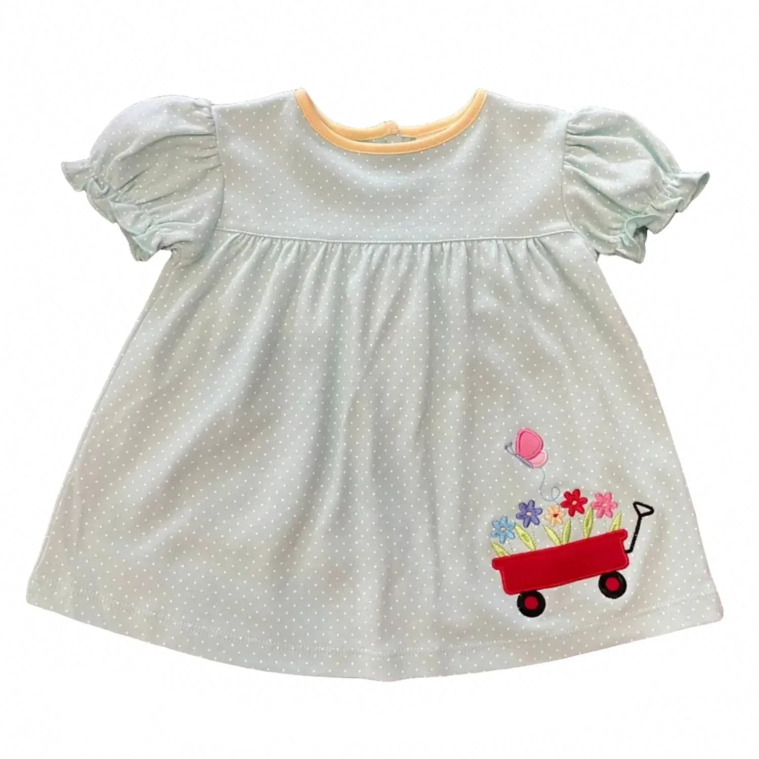 Детская кофточка-трапеция с аппликацией Wagon With Flowers Applique Swing Top Luigi Kids, Jade