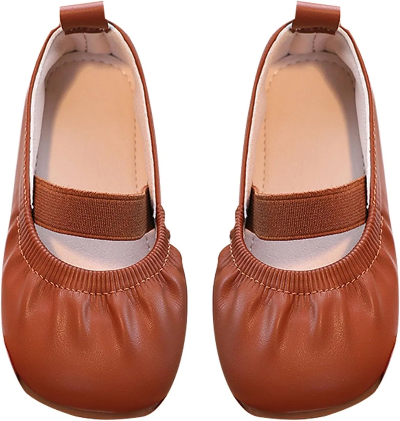 Детские балетки для девочек с квадратным носком Flower Girl Dress Shoes, Brown