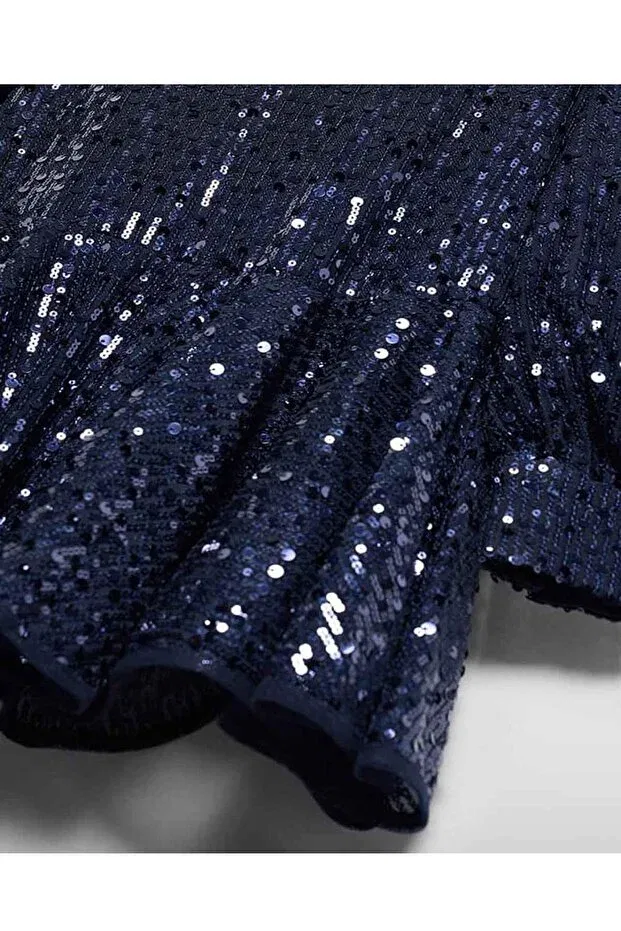 Детское платье для девочек с блестками Abel & Lula, Navy Blue — фото 3