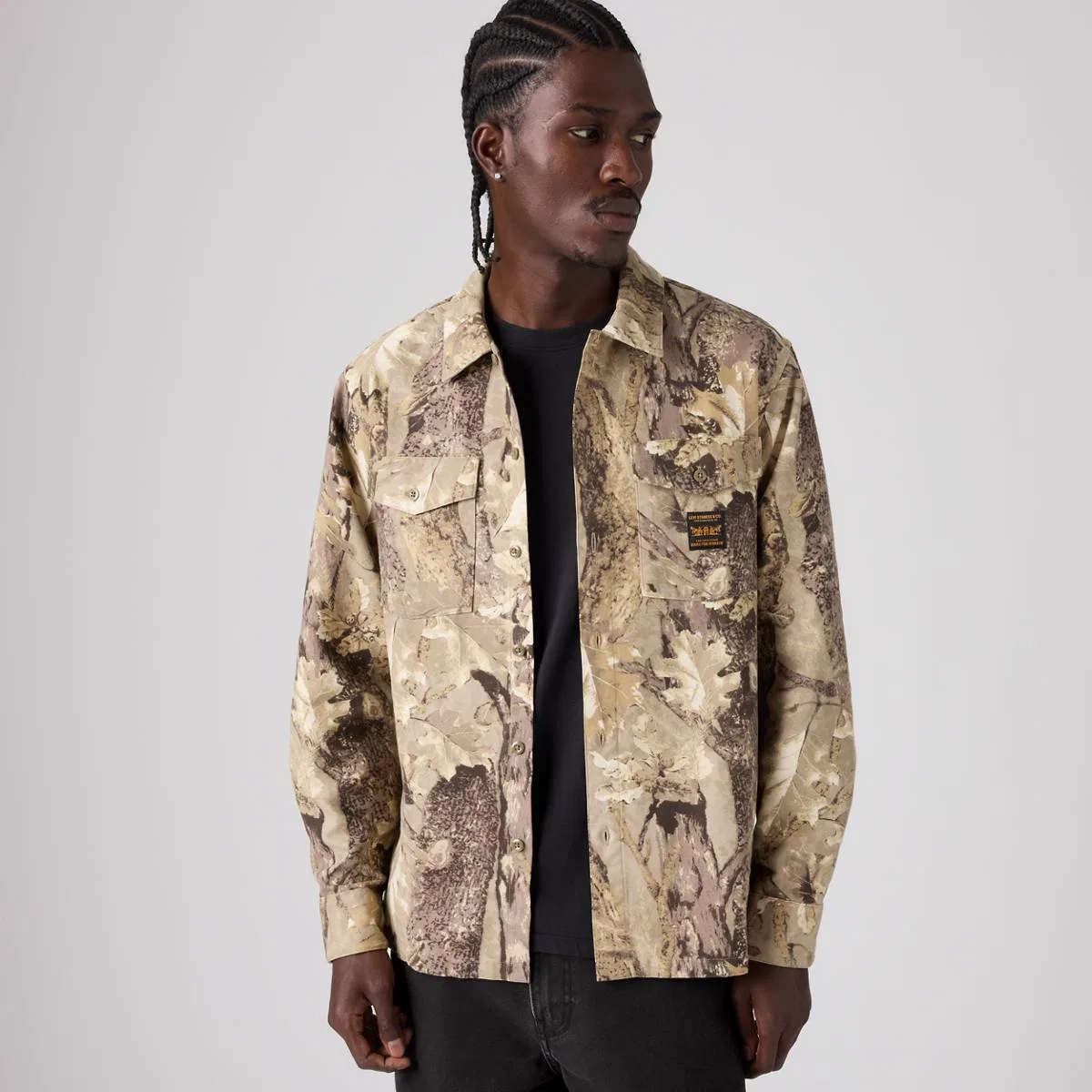 Свободная рабочая рубашка с длинными рукавами Levi's, Tex Forest Camo Gravel - White