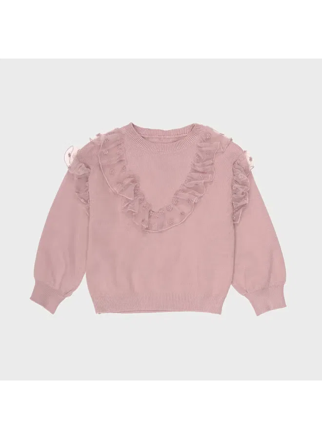 Свитер с кружевом из сетки Zara, фиолетовый — фото 2