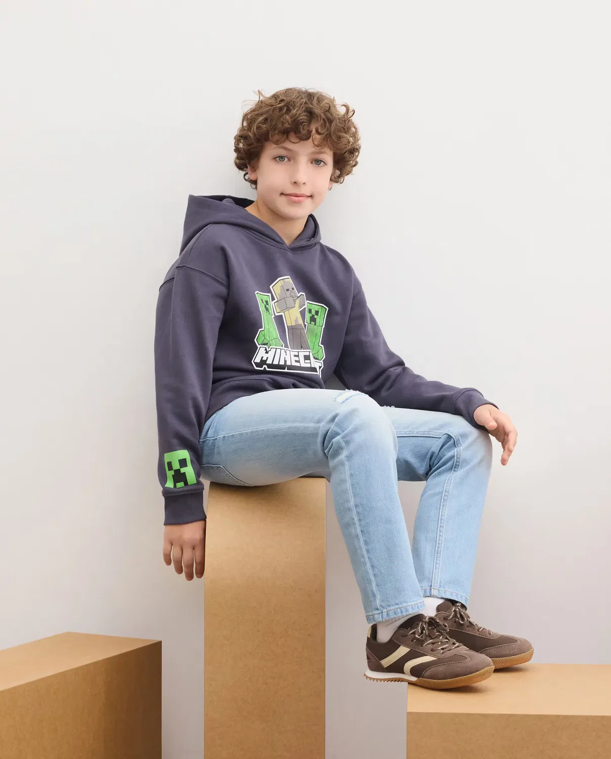 Детская худи для мальчиков с принтом MINECRAFT Kids El Corte Inglés, Серый