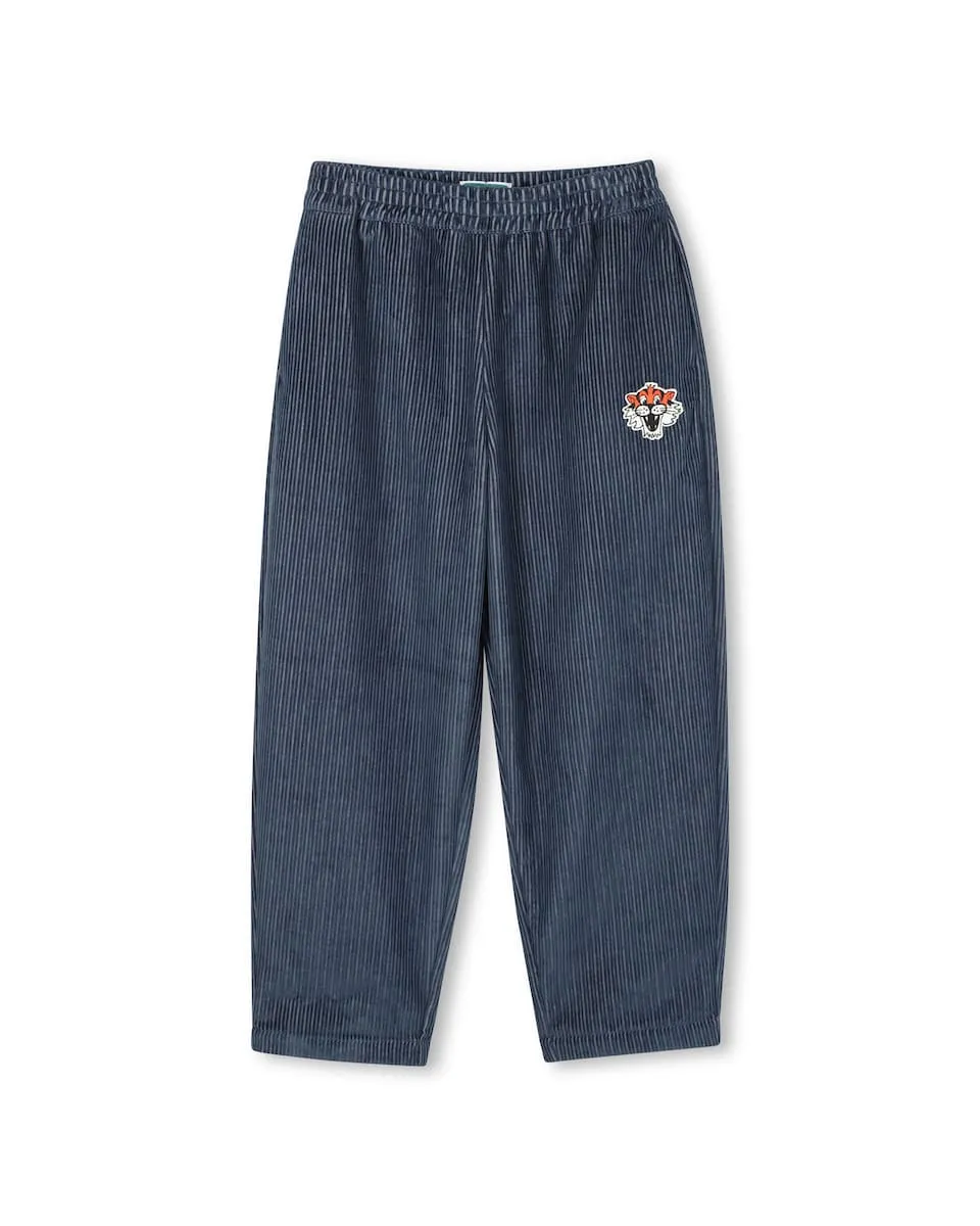 

Бархатные детские брюки с эластичным поясом Kenzo Kids, темно-синий