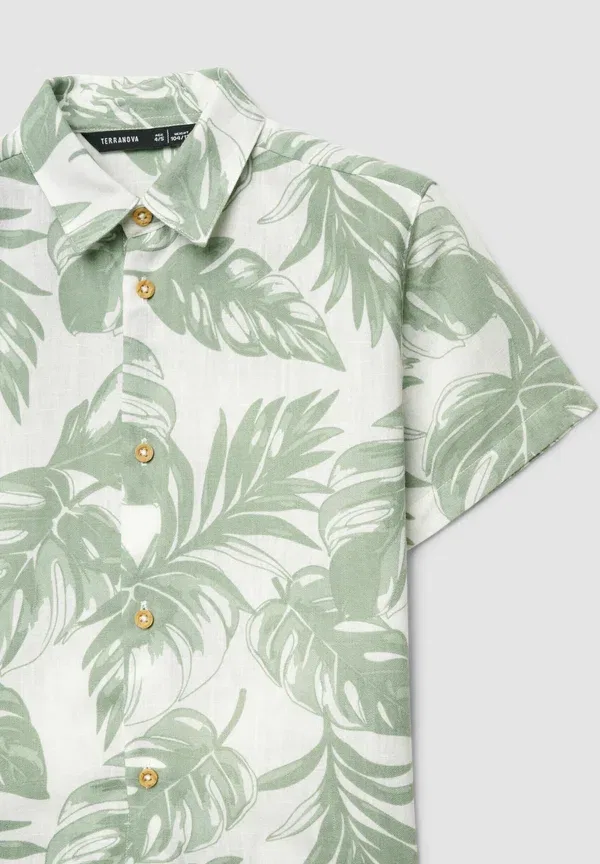 Рубашка с принтом джунгли Camicia maniche corte con stampa foglie Terranova, Pastel Green, пастельно-зеленый — фото 3