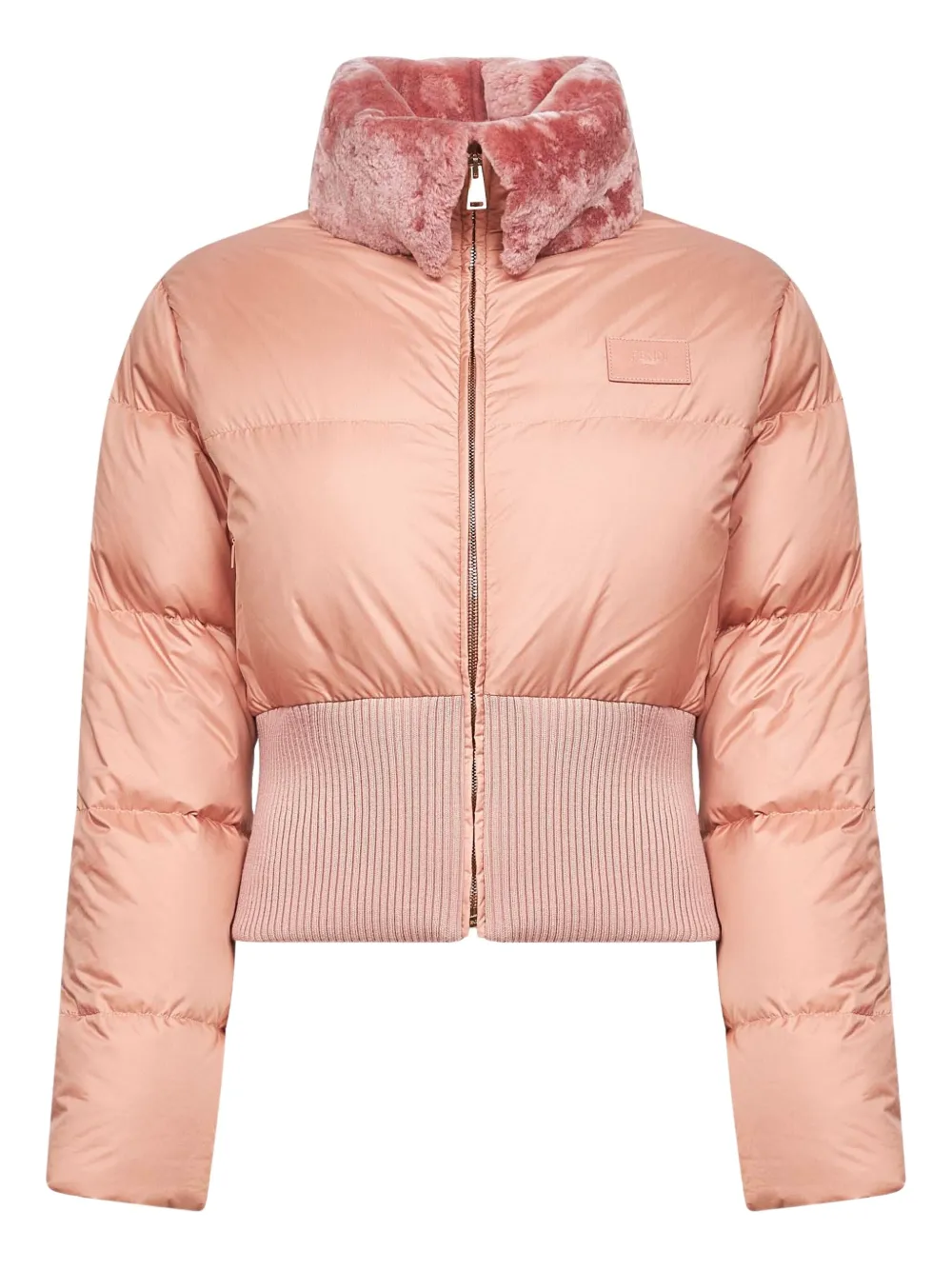 

Стеганая куртка с воротником из овчины FENDI, розовый