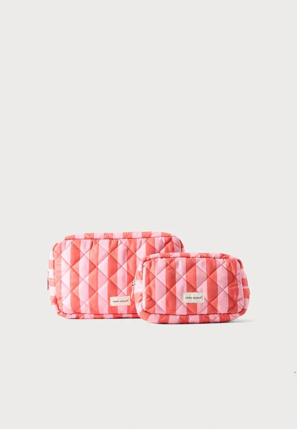 Набор дорожных сумок из полиэстера Vmjoy set Vero Moda, полоски красный/poignant pink