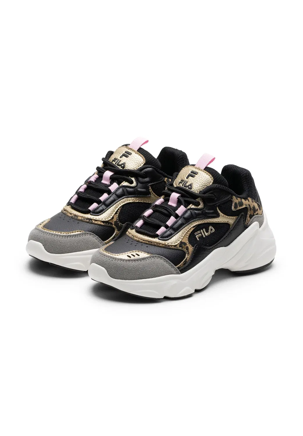 Детская обувь Collene - скейтерские кроссовки Fila, Black-Leopard — фото 2