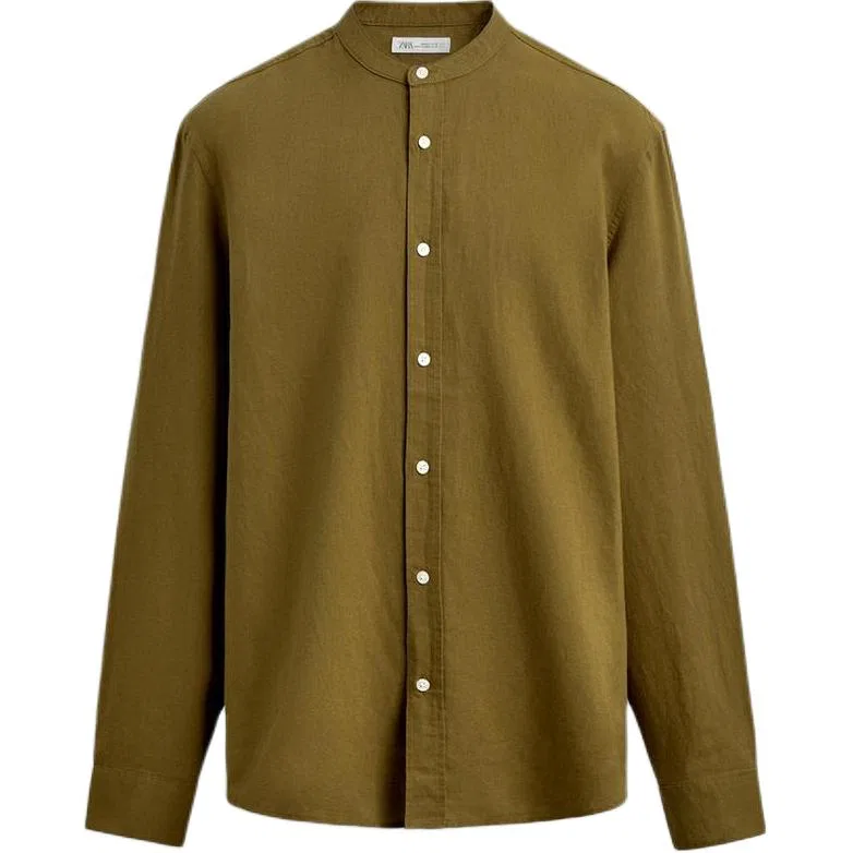Мужская рубашка с длинным рукавом Olive Green ZARA, Olive Green