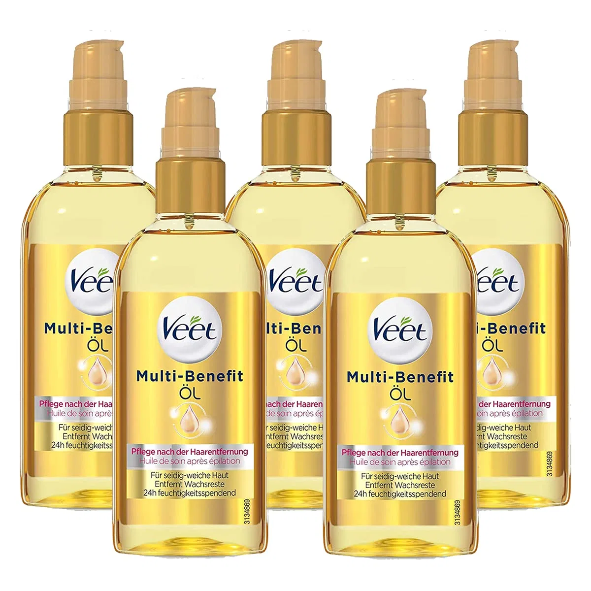 Масло для тела Veet Multi Benefit Oil, 5 x 100 мл, прозрачное