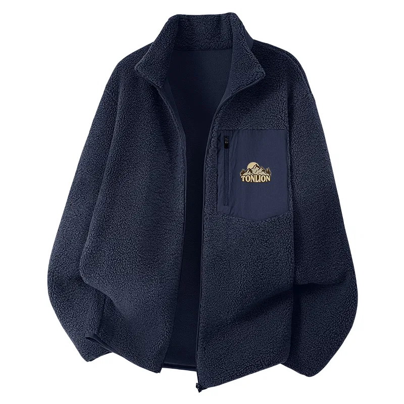Детское пальто с флисом Tonlion, Цвет: Stand-up collar fleece navy blue (tb Dawn Mountain Badge)