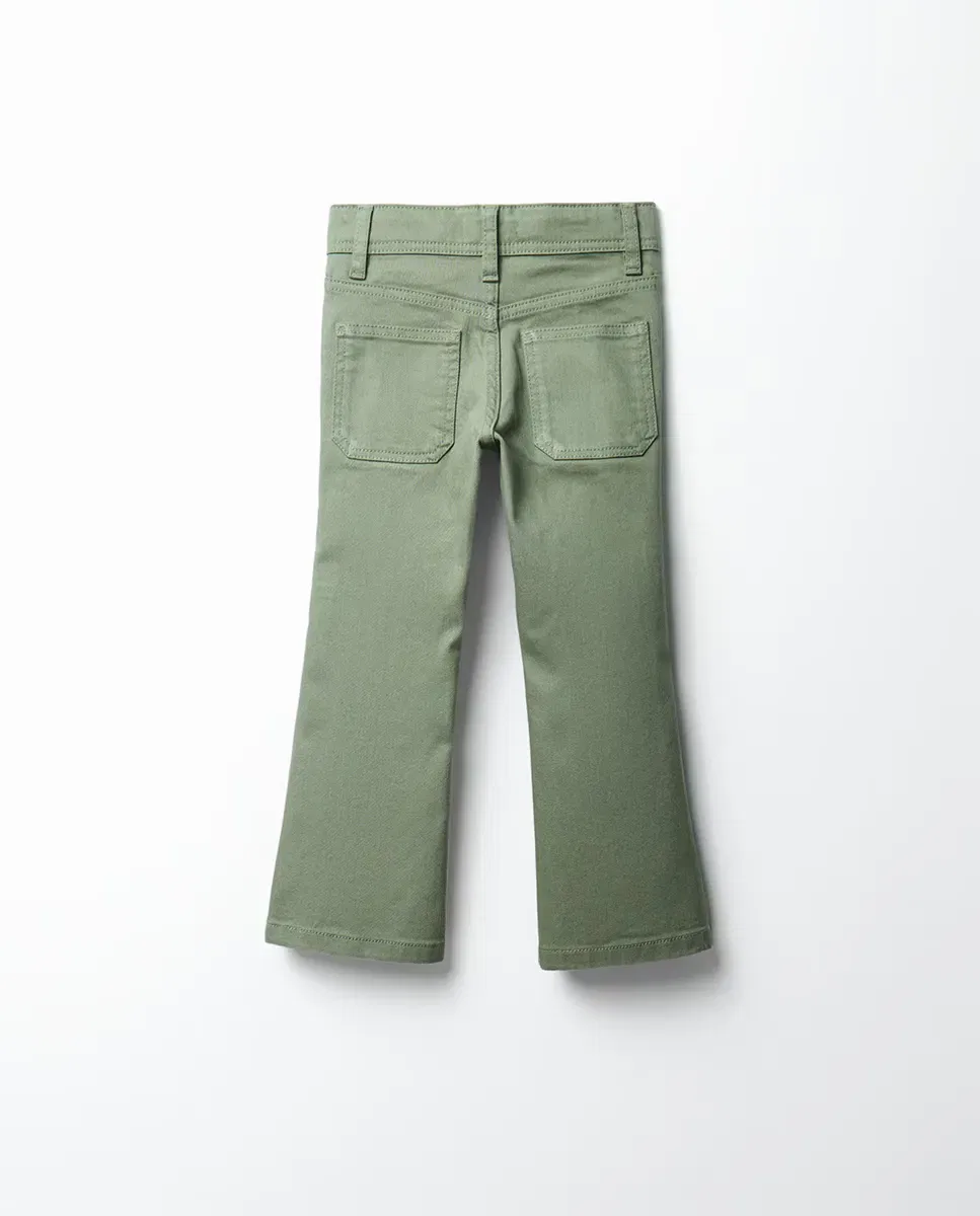 Детские брюки-клеш для девочек Twill Flare Basic Sfera, 530 Verde Oscuro — фото 3