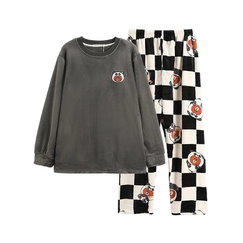 Детский комплект пижам из флиса с принтом LINE FRIENDS Vintage Gray FENTENG