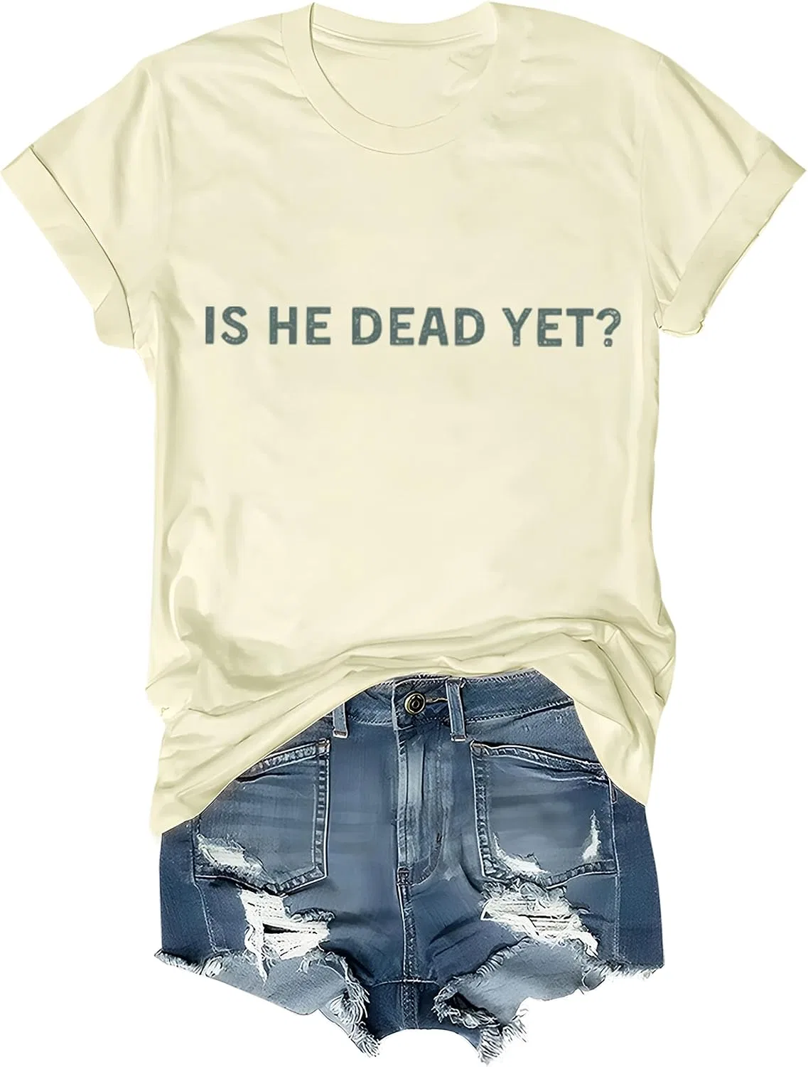 Футболка с принтом Is He Dead Yet из хлопка, Creamy Yellow