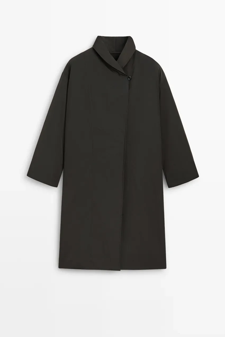 Парка Massimo Dutti Long Quilted, серо-коричневый
