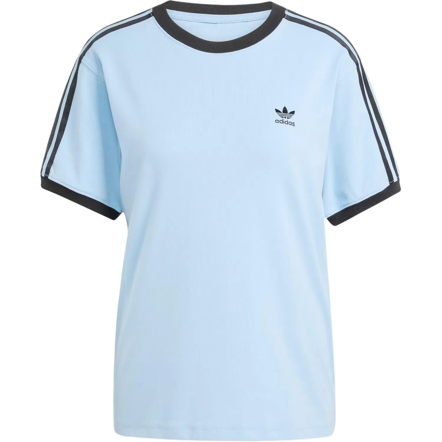 Женская футболка с тремя полосками с серо-синим/черным принтом Adidas Originals, Gray Blue/Black