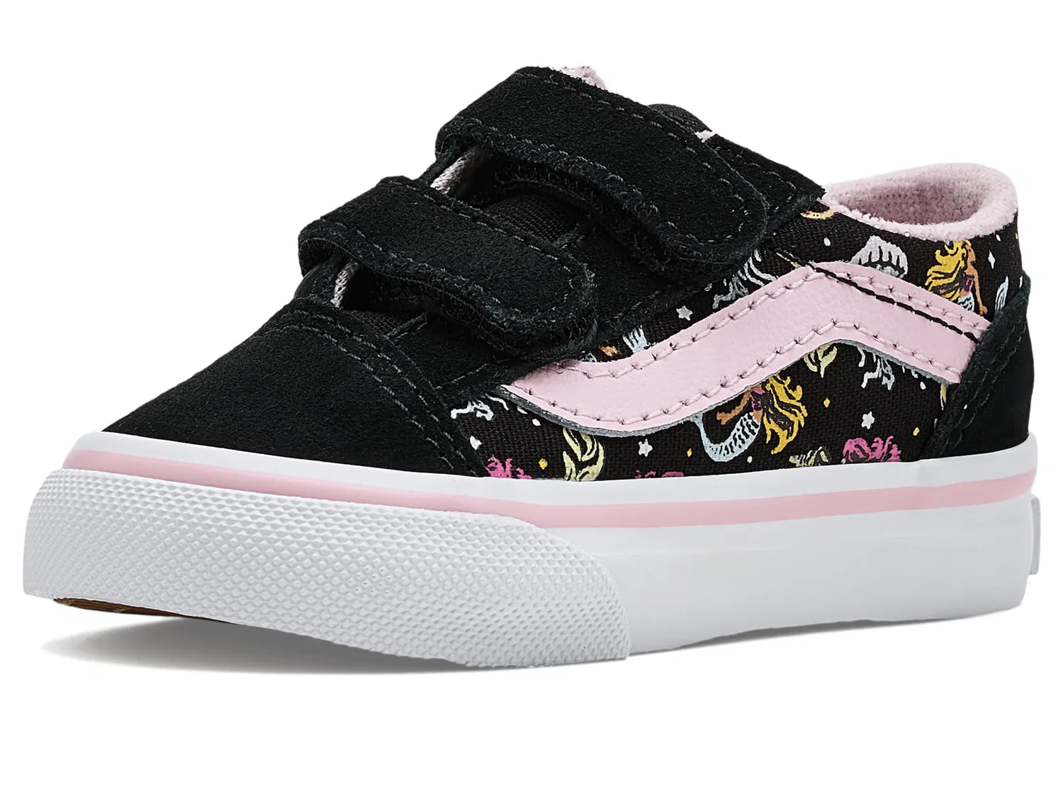 Кроссовки Old Skool V (для младенцев и малышей) Vans Kids, Glow Mermaid Black/Pastel Pink — фото 2