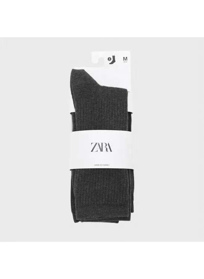 Носки хлопковые дышащие Zara, темно-серый — фото 2