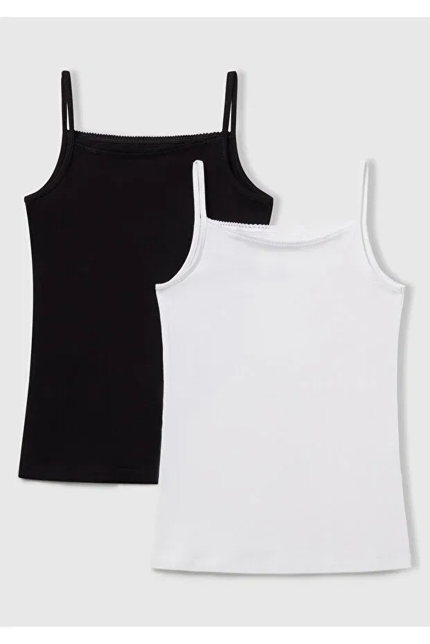 Детский топ-майка на тонких бретелях с принтом United Colors Of Benetton, White-Black