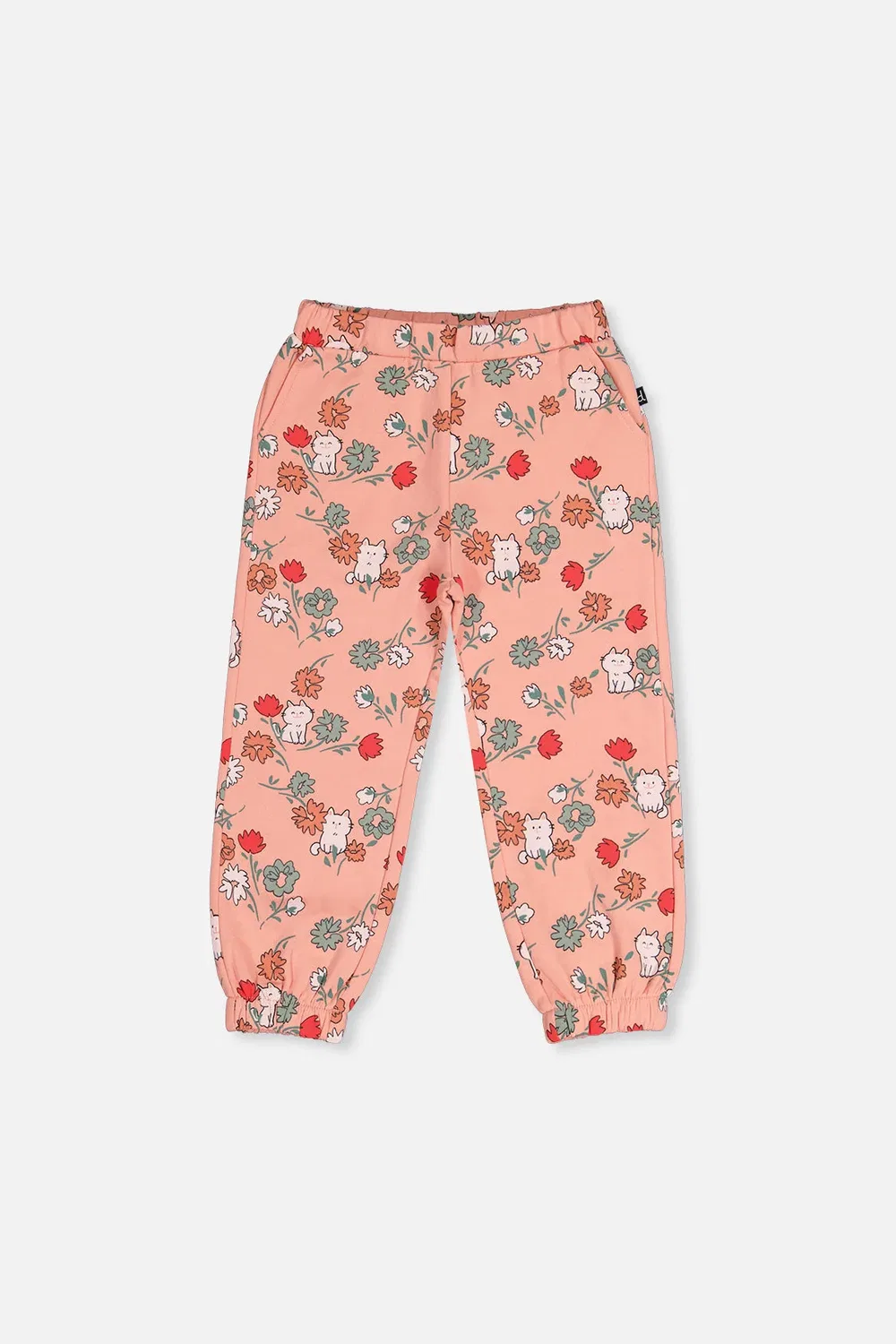 Детские штаны для девочек с принтом Deux par Deux, Pink Cat Print