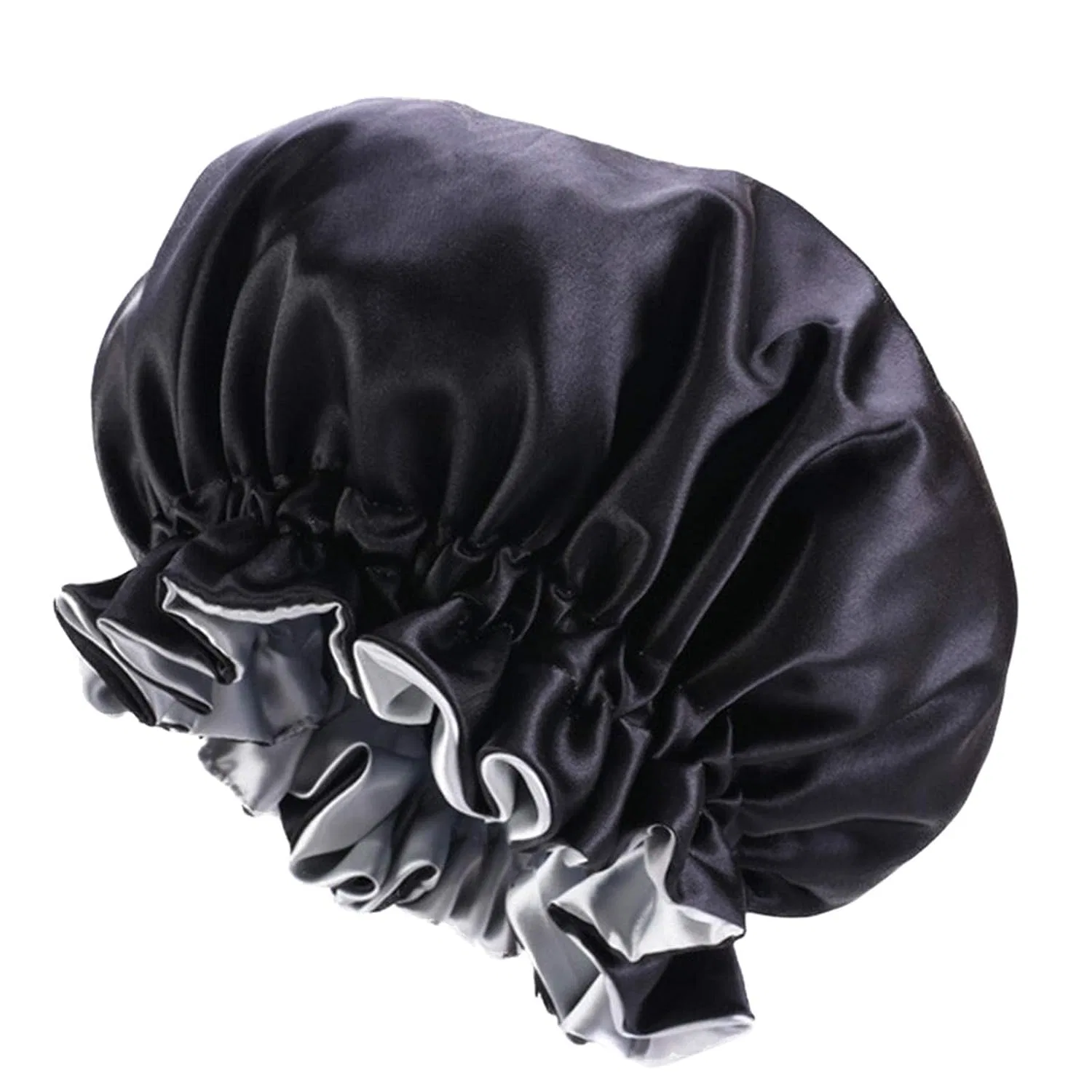 Шапочка для душа, Qianmome, двойной слой, сатин, 35x35 см, Black