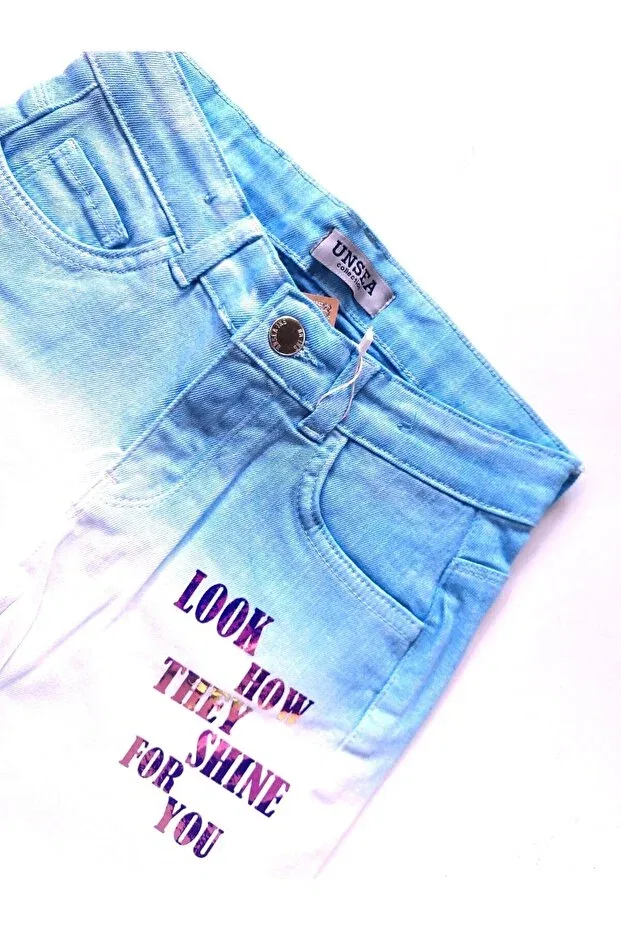 Детские шорты для девочек джинсовые с принтом Nk Kids, Blue — фото 3